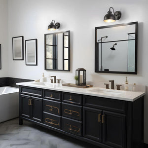 Modern Farmhouse 1 - Light Antique Brushed Black Wall Sconce with Metal Dome Shade - Stu's Home Improvement Outlet