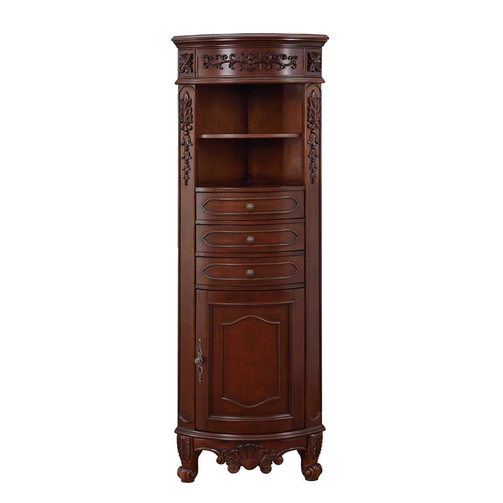 Winslow 22 in. W x 14 in. D x 67.5 in. H Single Door Linen Cabinet in Antique Cherry
