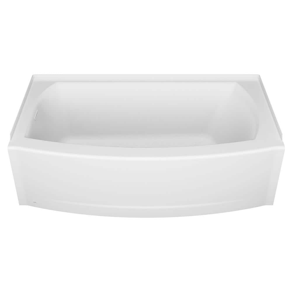 Ovation Curve 60 in. x 30 in. Soaking Bathtub with Left Hand Drain in Arctic White with White Walls