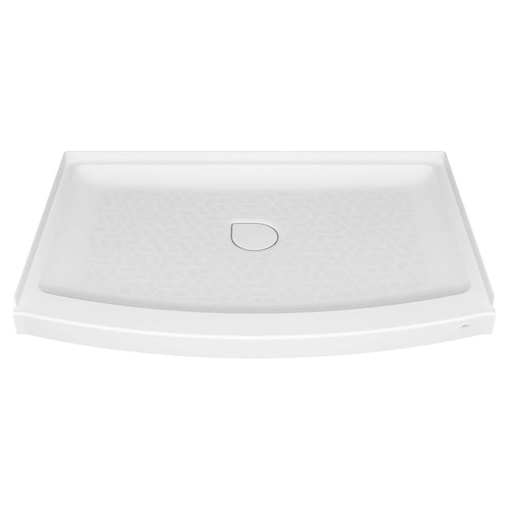 Ovation Curve 48 in. L x 30 in. W Alcove Shower Pan Base with Center Drain in Arctic White