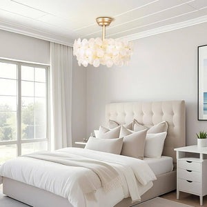 22 in. Indoor Gold Glass Flower Ceiling Fan with Light, Caged Fandelier with Remote Control, 6 - Speeds for Bedroom - Stu's Home Improvement Outlet