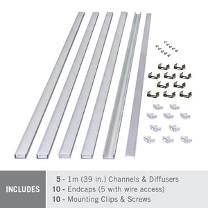 RibbonFlex Aluminum LED Tape Light Flat Channel and Diffuser System Mounting Hardware (5 - Pack) - Stu's Home Improvement Outlet