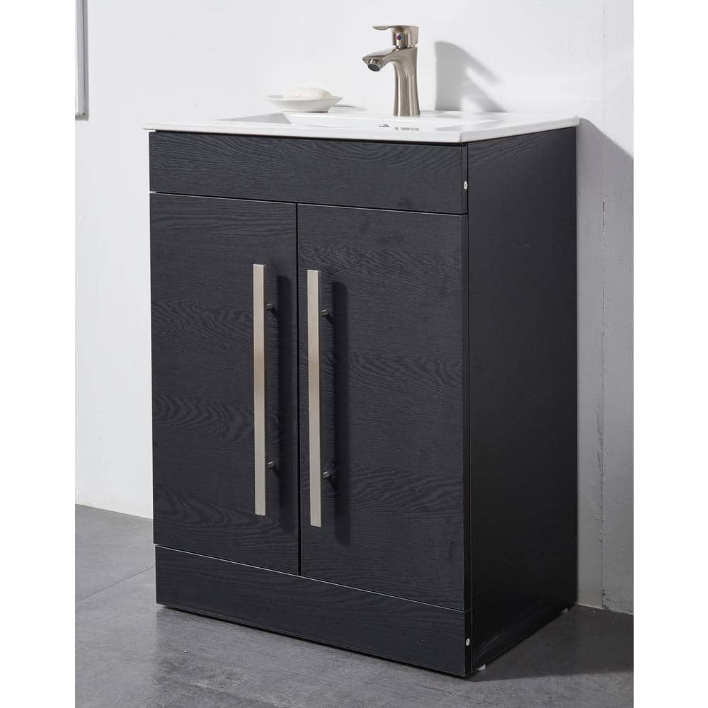 24x16x32 in. Vanity, Black/White Sink
