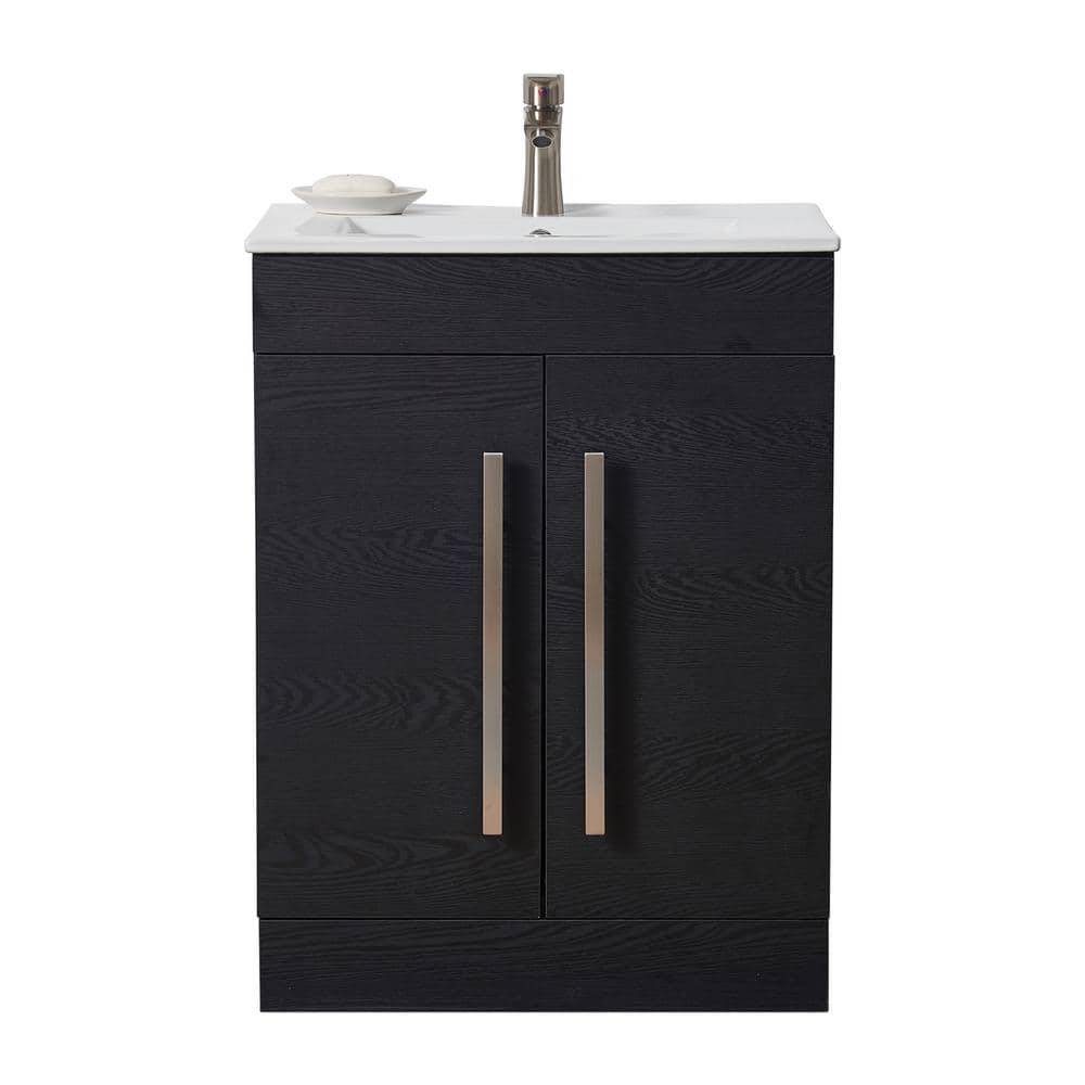 24x16x32 in. Vanity, Black/White Sink