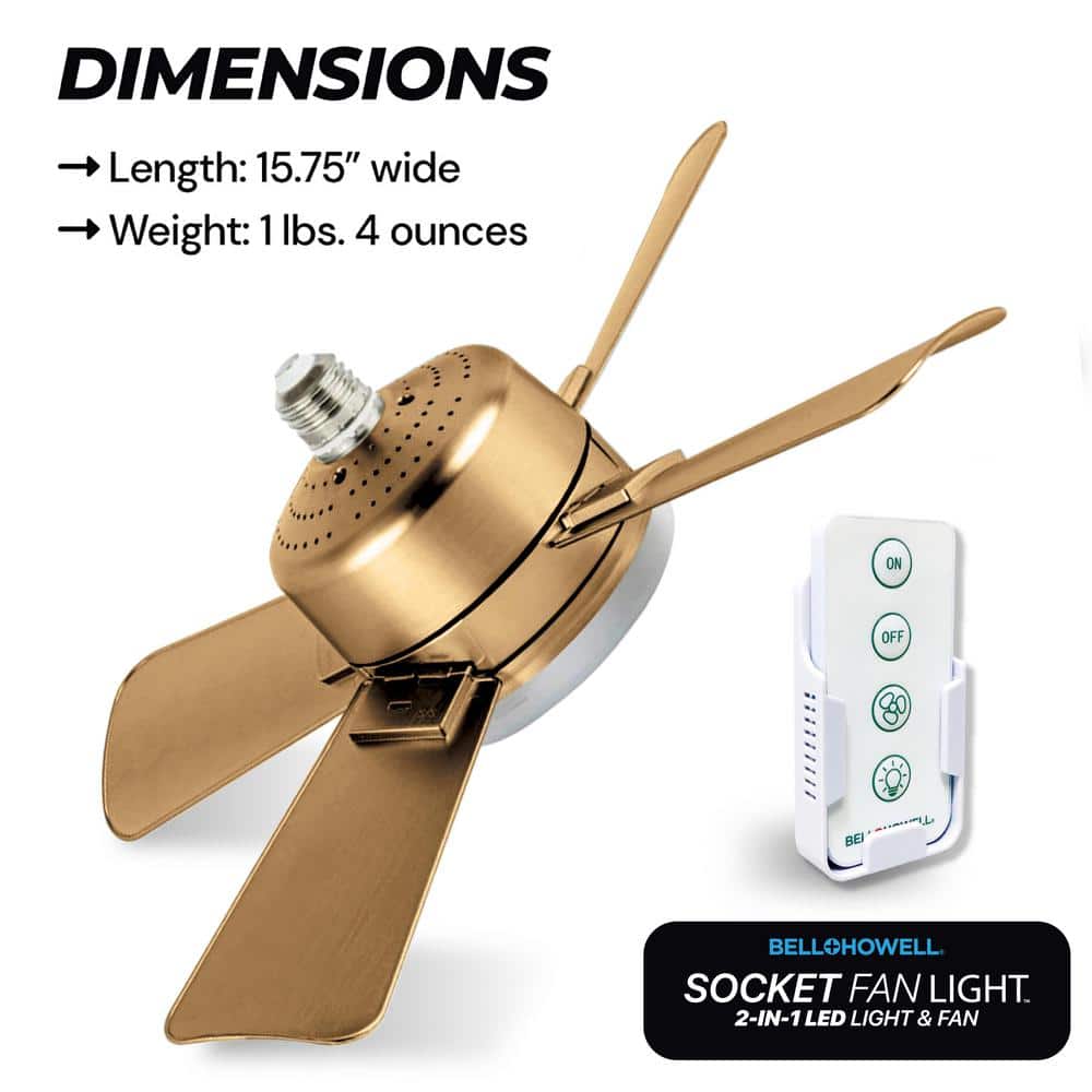 Socket Fan 15.7 in. Indoor LED Bright Light Bronze Ceiling Fan with Remote - Stu's Home Improvement Outlet