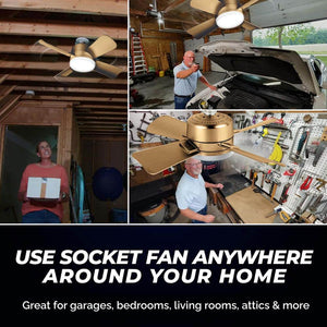 Socket Fan 15.7 in. Indoor LED Bright Light Bronze Ceiling Fan with Remote - Stu's Home Improvement Outlet