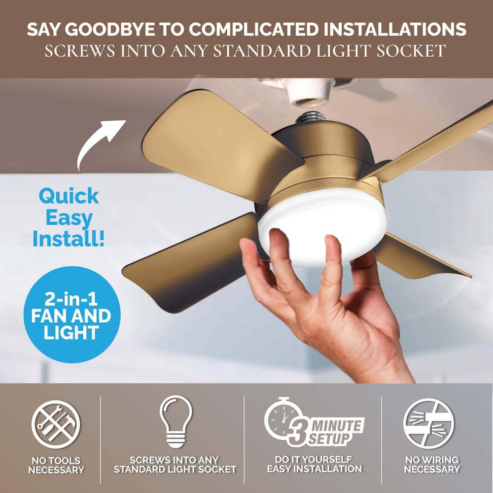 Socket Fan 15.7 in. Indoor LED Bright Light Bronze Ceiling Fan with Remote - Stu's Home Improvement Outlet