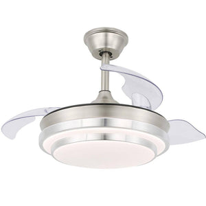 36 in. LED Brushed Nickel Indoor Retractable Ceiling Fan with Dimmable Light and Remote Reversible Motor - Stu's Home Improvement Outlet
