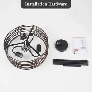 Industrial 3 - Light Black Island Chandelier Transitional Pendant Light with Open Drum Cage Shade - Stu's Home Improvement Outlet