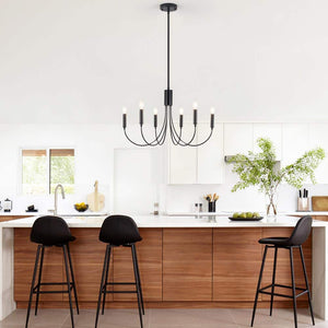 6 - Light Black Industrial Dining Room Candle Chandelier Modern Farmhouse Pendant Light - Stu's Home Improvement Outlet