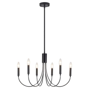 6 - Light Black Industrial Dining Room Candle Chandelier Modern Farmhouse Pendant Light - Stu's Home Improvement Outlet