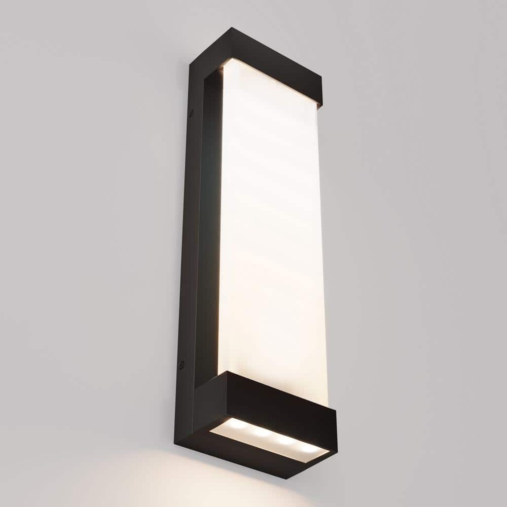 Glacier Black Modern Large Integrated LED Exterior Hardwired Garage and Porch - Light Lantern Sconce - Stu's Home Improvement Outlet