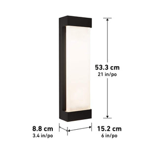 Glacier Black Modern Large Integrated LED Exterior Hardwired Garage and Porch - Light Lantern Sconce - Stu's Home Improvement Outlet