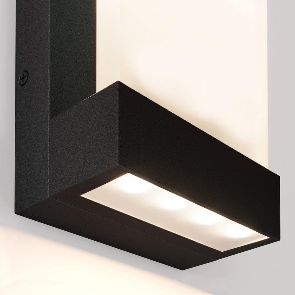 Glacier Black Modern Large Integrated LED Exterior Hardwired Garage and Porch - Light Lantern Sconce - Stu's Home Improvement Outlet