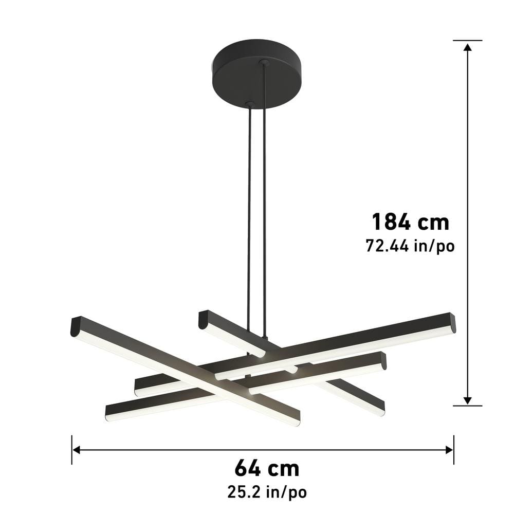 Grid 30 - Watt Integrated LED Black 3 CCT Modern Hanging Pendant Chandelier Light Fixture for Dining Room or Kitchen - Stu's Home Improvement Outlet