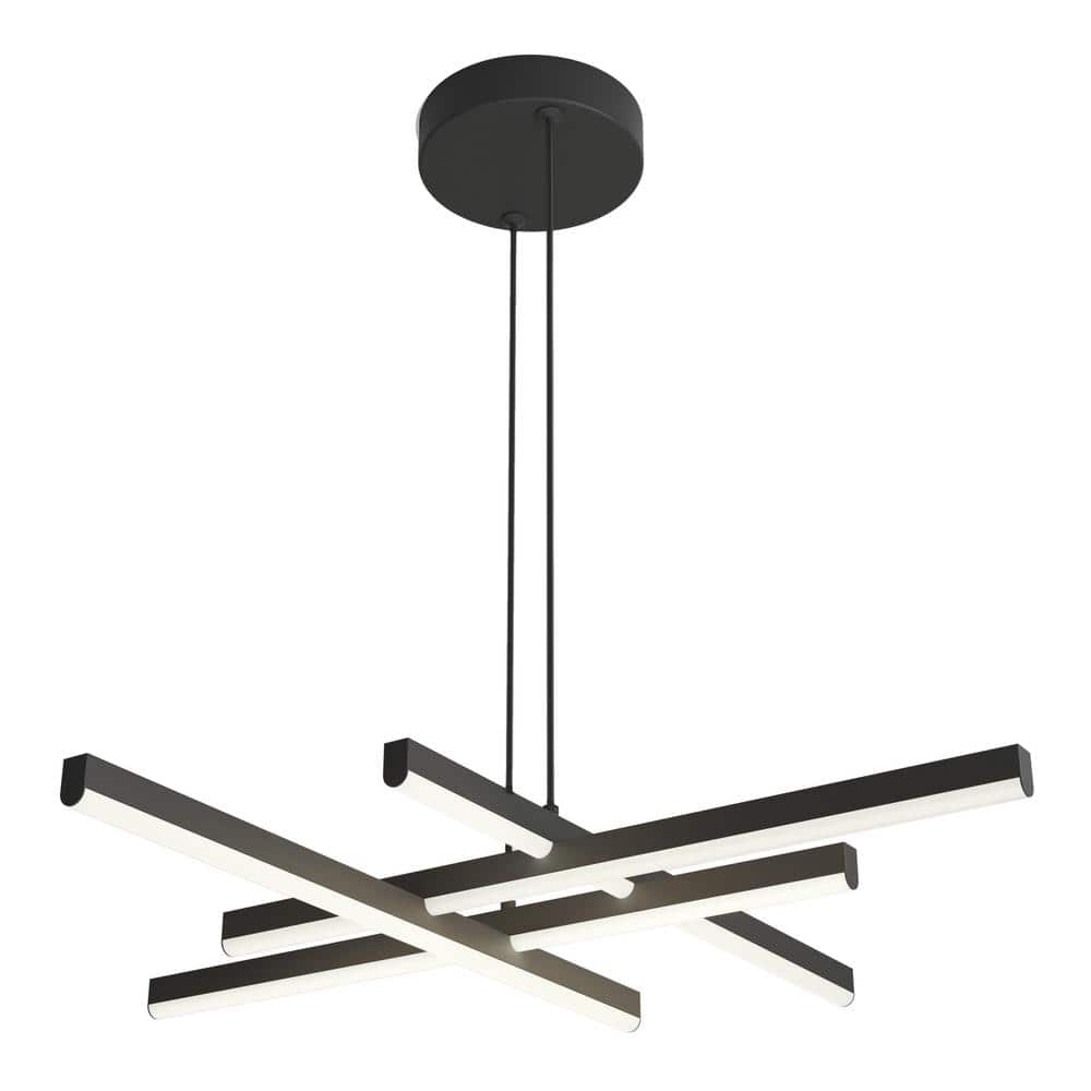 Grid 30 - Watt Integrated LED Black 3 CCT Modern Hanging Pendant Chandelier Light Fixture for Dining Room or Kitchen - Stu's Home Improvement Outlet