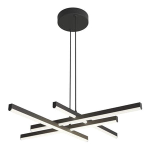 Grid 30 - Watt Integrated LED Black 3 CCT Modern Hanging Pendant Chandelier Light Fixture for Dining Room or Kitchen - Stu's Home Improvement Outlet