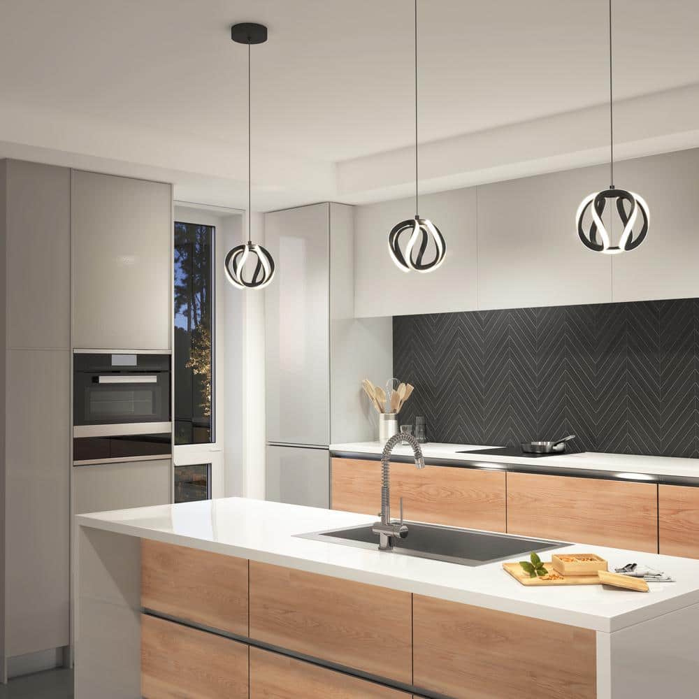 Vivaldi 16 - Watt 1 Light Matte Black Modern 3 CCT Integrated LED Mini Pendant Light Fixture for Kitchen Island - Stu's Home Improvement Outlet