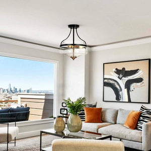Modern Farmhouse Bowl Semi - Flush Mount Lighting, 3 - Light Transitional Ceiling Lights with Clear Glass Shade - Stu's Home Improvement Outlet