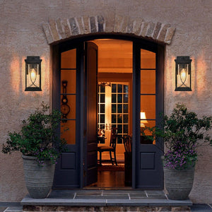 14 in. 1 - Light Black Hardwired Outdoor Wall Light Lantern Sconce with No Bulb Included - Stu's Home Improvement Outlet