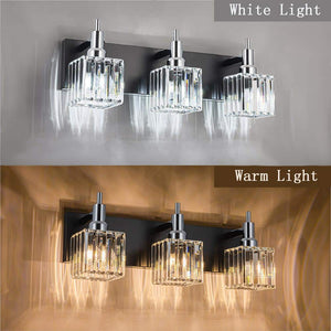Orillia 19.7 in. 3 - Light Modern Black Chrome Bathroom Vanity Light with Crystal Shades - Stu's Home Improvement Outlet