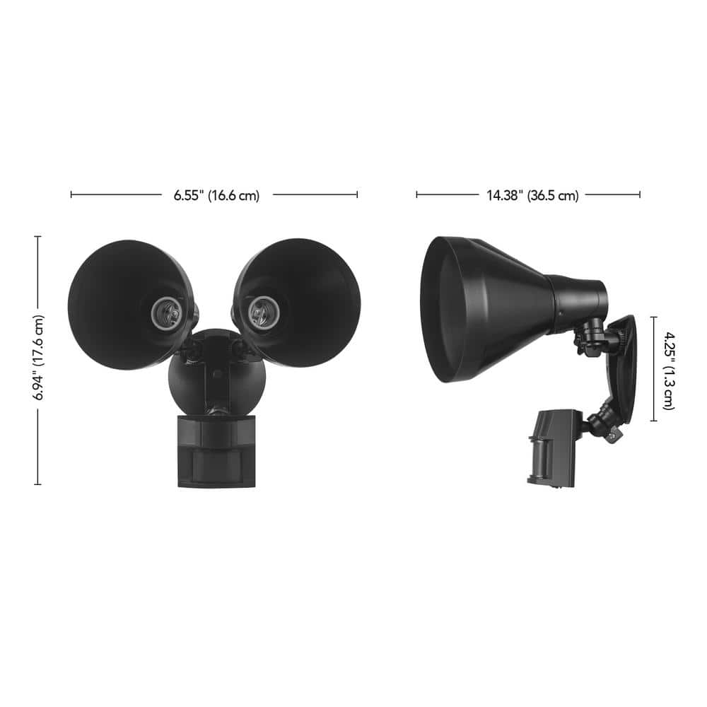 Defiant PAR 180 Degree Black Motion Sensor Wired Outdoor 2 - Head Dusk - to - Dawn Security Flood Light - Stu's Home Improvement Outlet