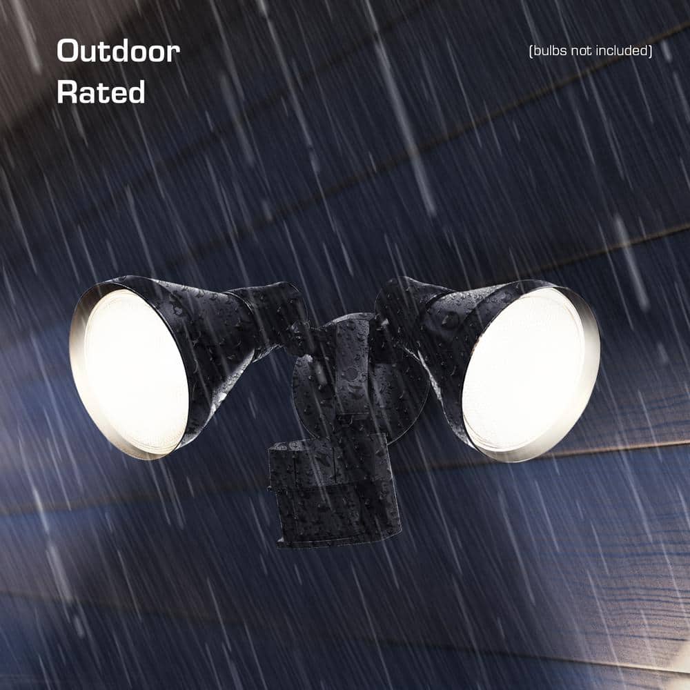 Defiant PAR 180 Degree Black Motion Sensor Wired Outdoor 2 - Head Dusk - to - Dawn Security Flood Light - Stu's Home Improvement Outlet