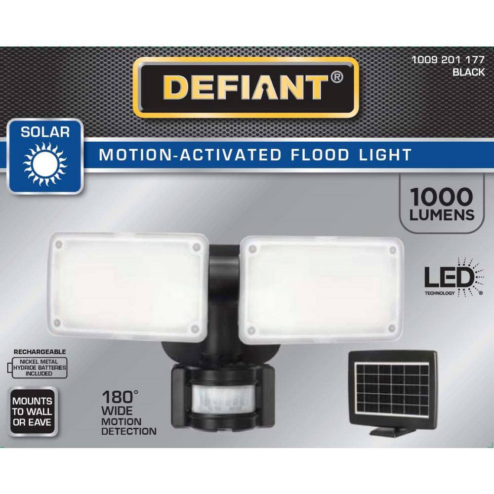 180 - Degree Black Motion Activated Solar Powered Outdoor 2 - Head LED Security Flood Light 1000 Lumens - Stu's Home Improvement Outlet