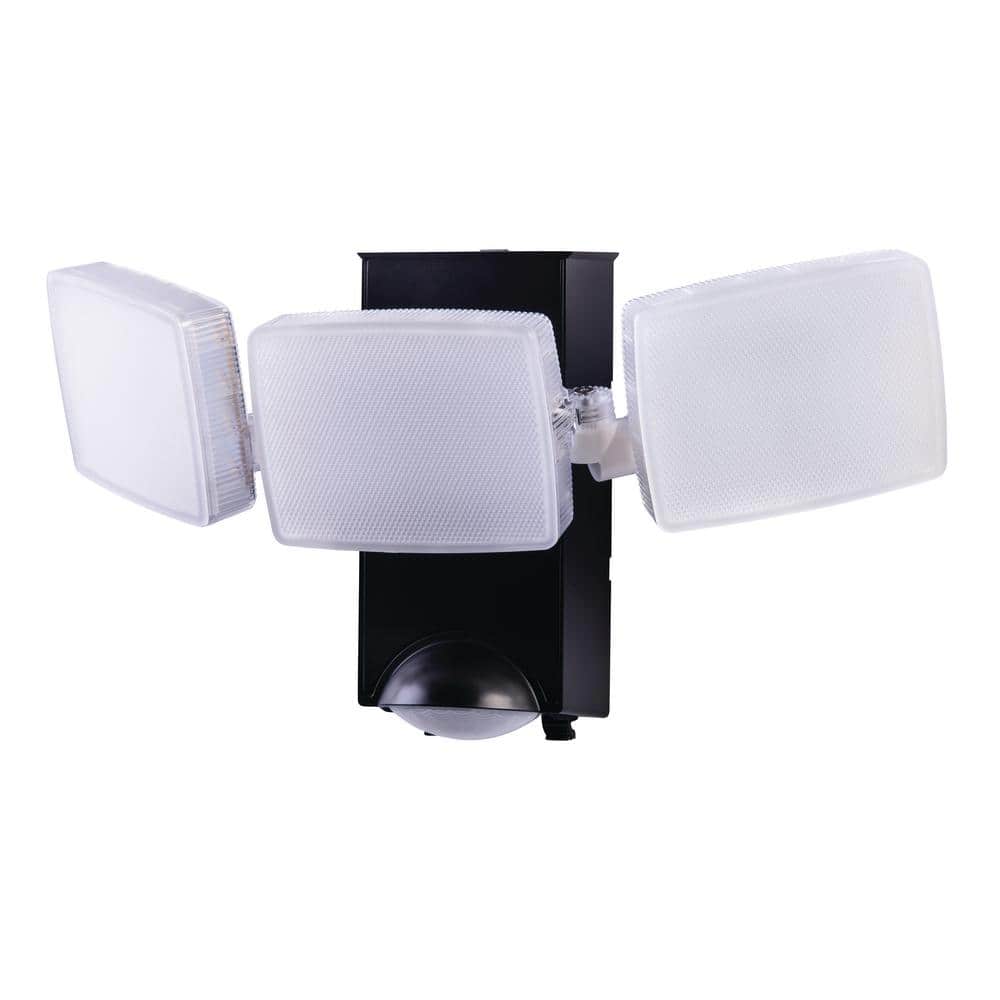 270 - Degree Black Motion Activated Battery Powered Outdoor 3 - Head Dusk to Dawn LED Security Flood Light 1300 Lumens - Stu's Home Improvement Outlet