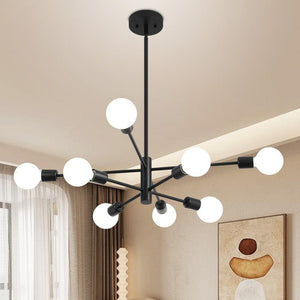 Vintage 8 - Light Black Linear Sputnik Chandelier for Living Room, Mid Century Ceiling Lights without Glass Shade and Bulb - Stu's Home Improvement Outlet