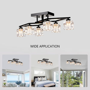 24.9 in. 6 - Light Black Modern Farmhouse Flush Mount with Cube Shade - Stu's Home Improvement Outlet