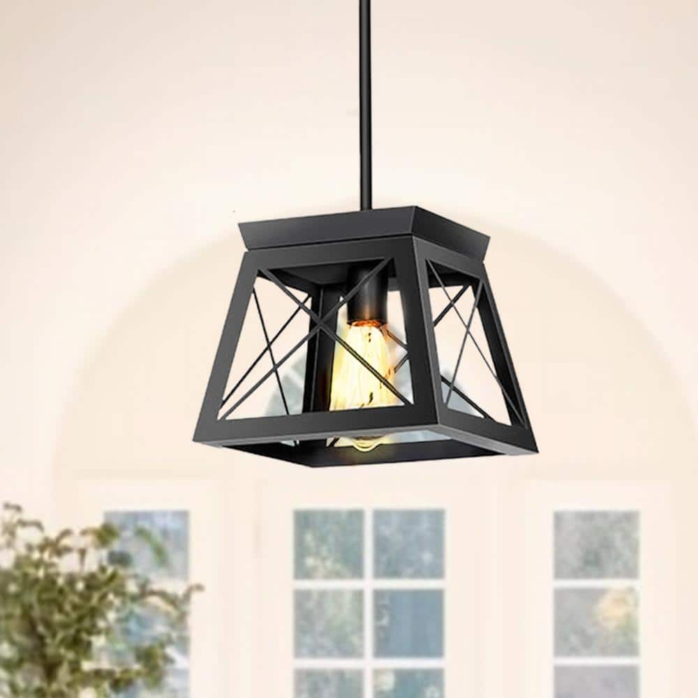 1-Light Sleek Matte Black Industrial Pendant Light - Modern Style for Your Kitchen, Bedroom or Entryway