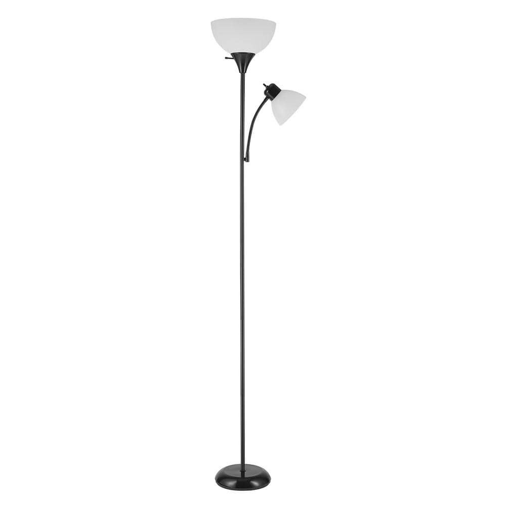 Delilah 72 in. Matte Black Torchiere Floor Lamp with Adjustable Reading Light - Stu's Home Improvement Outlet