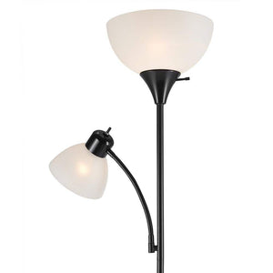 Delilah 72 in. Matte Black Torchiere Floor Lamp with Adjustable Reading Light - Stu's Home Improvement Outlet