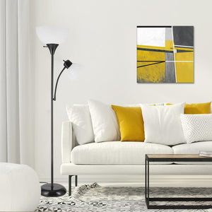 Delilah 72 in. Matte Black Torchiere Floor Lamp with Adjustable Reading Light - Stu's Home Improvement Outlet