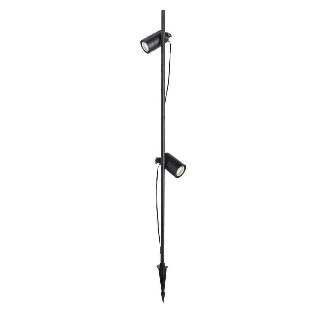 480 Lumen Low Voltage Black Integrated LED Outdoor Spotlight with 2 Adjustable Spotlights on a 28 - 42 in. Pole (1 - Pack) - Stu's Home Improvement Outlet