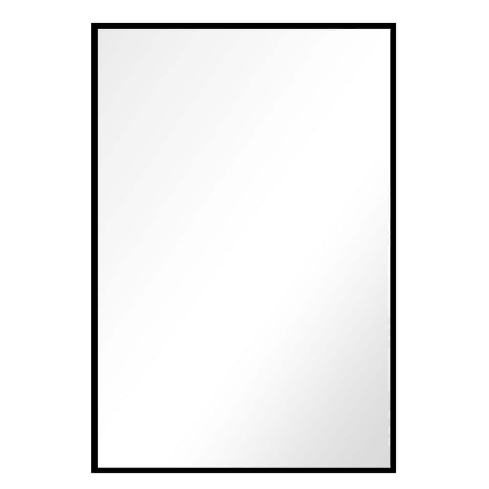 26 in. W x 38 in. H Rectangular Polystyrene Framed Floating Mount Wall Bathroom Vanity Mirror in Black