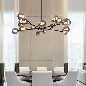 CEDER 15 - Light 50.4 in. W Black Chandelier with Smoked Glass Sputnik Branch Chandelier for Kitchen - Stu's Home Improvement Outlet