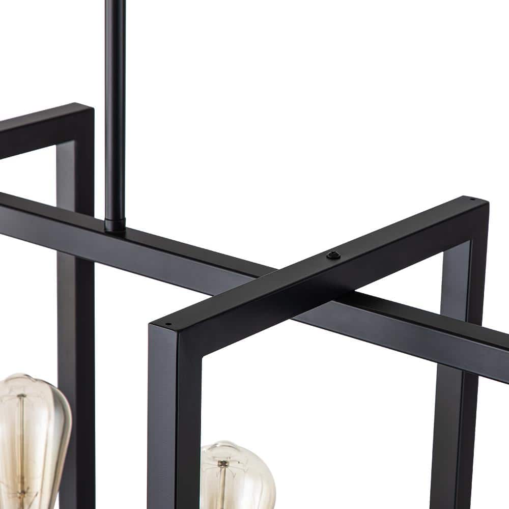 LIBERTAB 6 - Light Black Kitchen Island Pendant Light Farmhouse Linear Rectangle Chandelier - Stu's Home Improvement Outlet