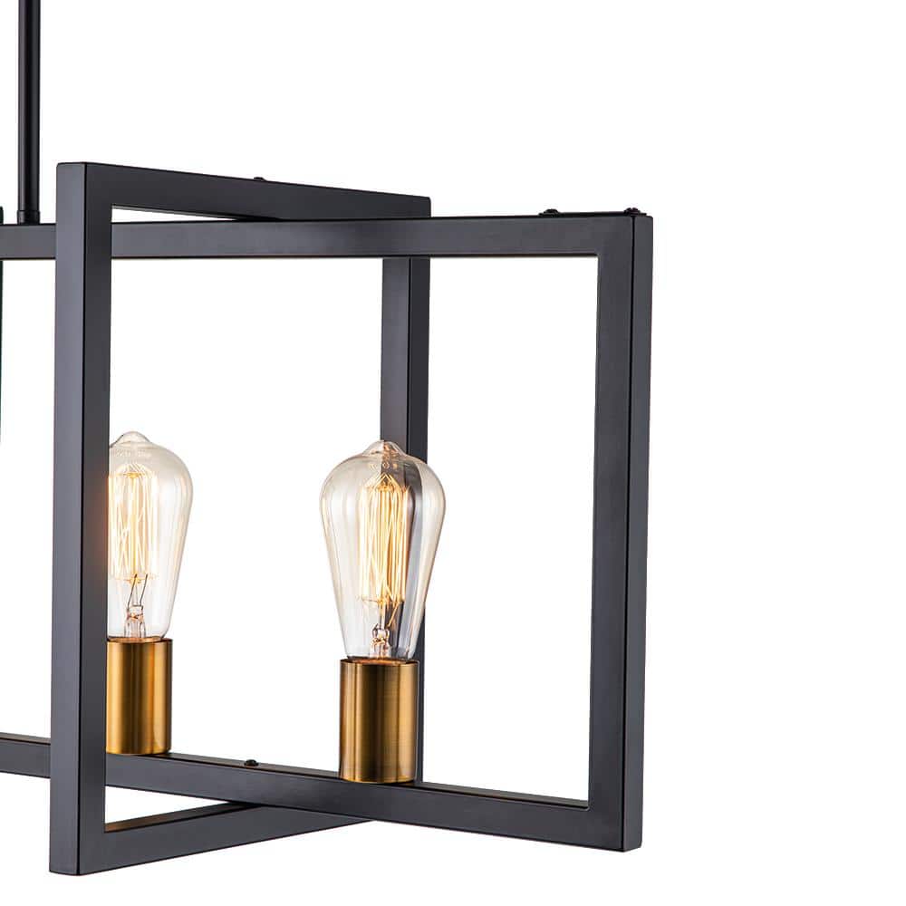 LIBERTAB 6 - Light Black Kitchen Island Pendant Light Farmhouse Linear Rectangle Chandelier - Stu's Home Improvement Outlet