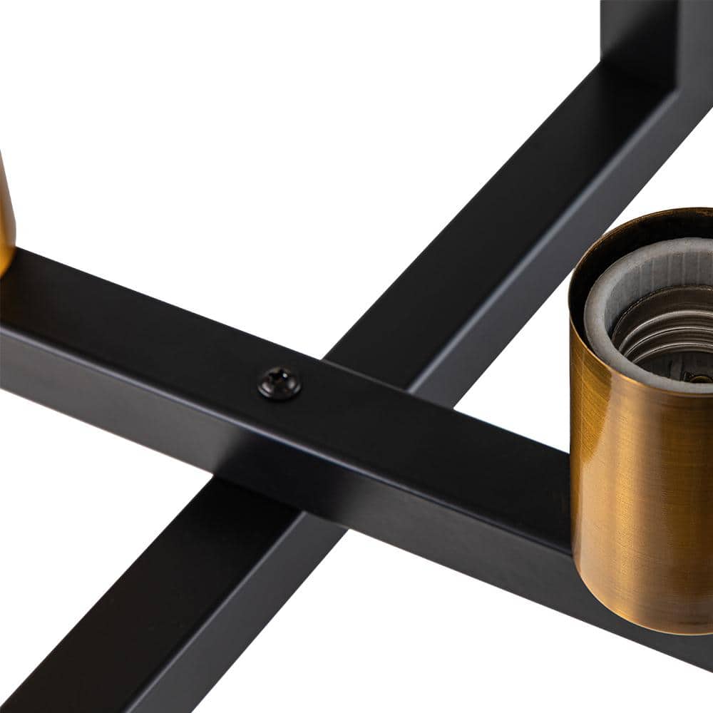 LIBERTAB 6 - Light Black Kitchen Island Pendant Light Farmhouse Linear Rectangle Chandelier - Stu's Home Improvement Outlet
