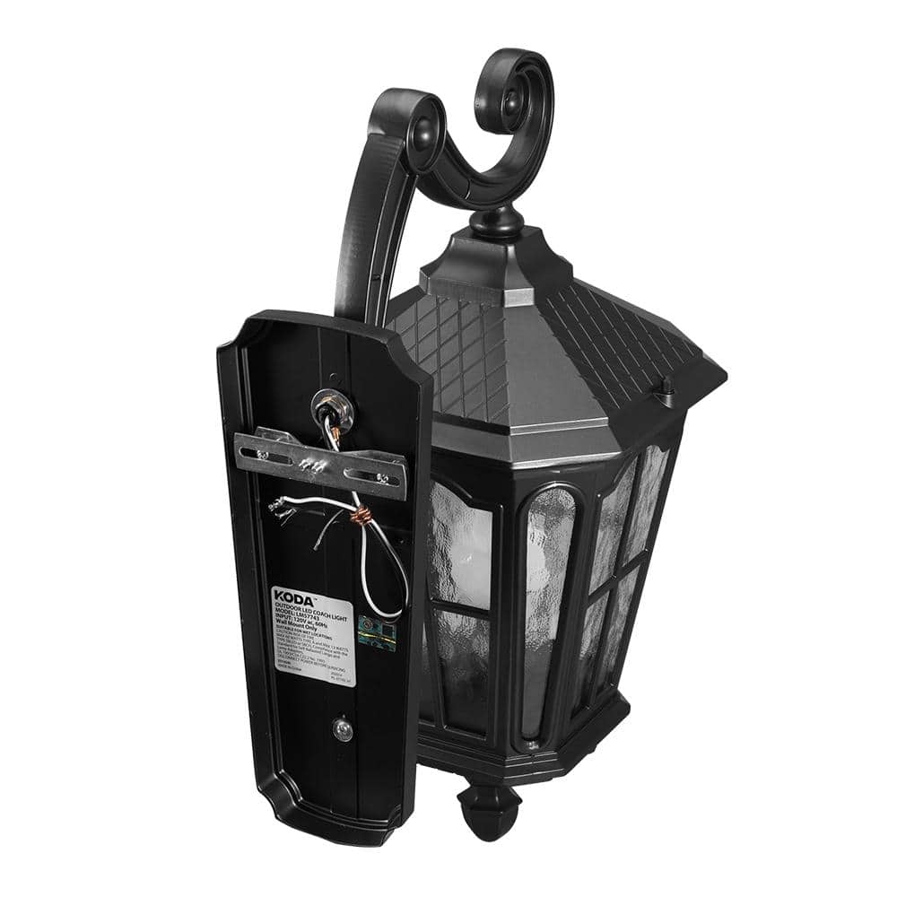 Bentham 19.4 in. 1 - Light Black LED Outdoor Wall Light Coach Sconce with Hammered Glass Dusk to Dawn (Bulb Included) - Stu's Home Improvement Outlet