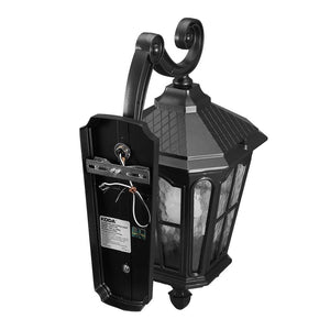 Bentham 19.4 in. 1 - Light Black LED Outdoor Wall Light Coach Sconce with Hammered Glass Dusk to Dawn (Bulb Included) - Stu's Home Improvement Outlet