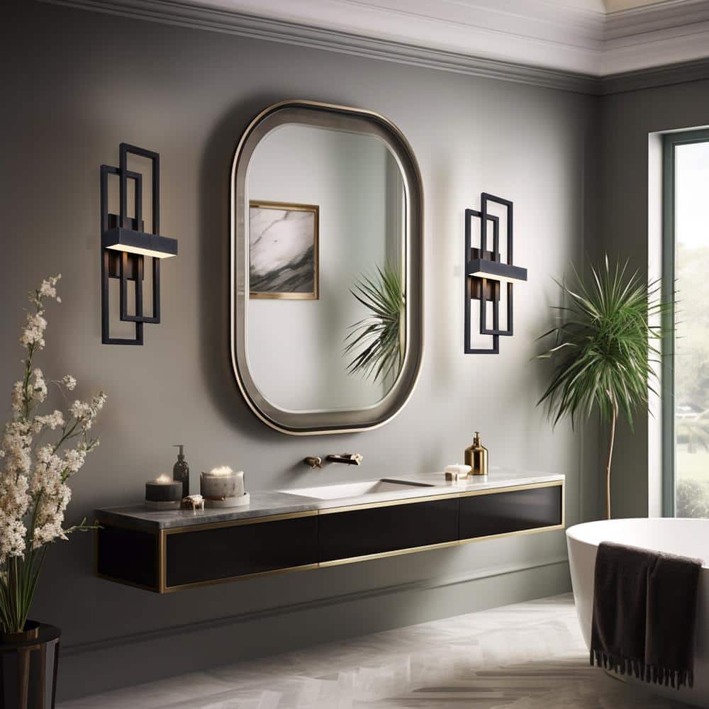 1 - Light Matte Black LED Wall Sconce with Geometric Metal Frame - Stu's Home Improvement Outlet