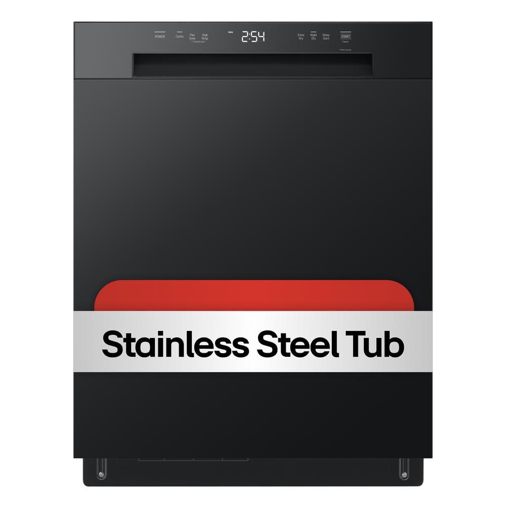 24 in. Black Front Control Dishwasher with Stainless Steel Tub and SenseClean (ldfc2423b)