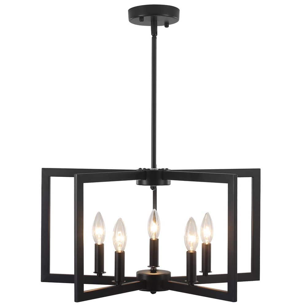 5-Light Black Candlestick Chandelier Light Fixture for Dining Room or Kitchen