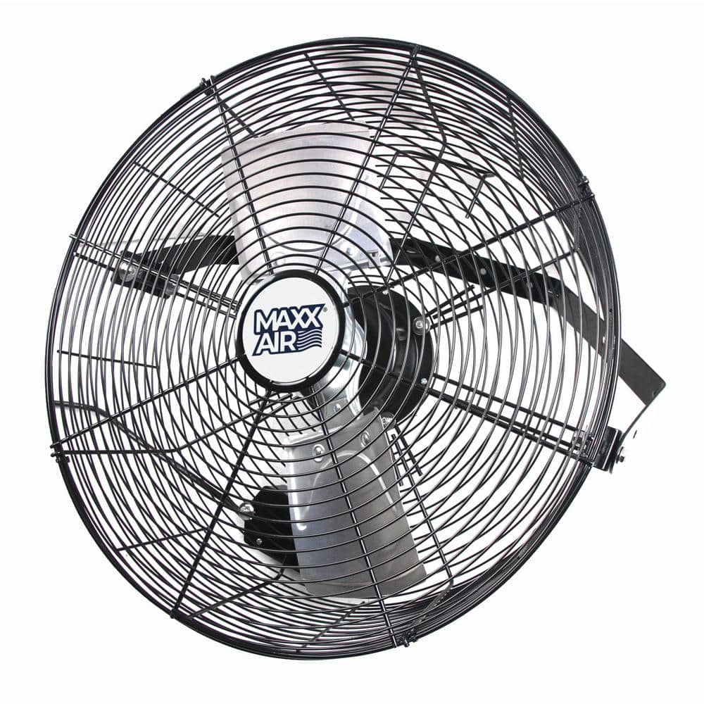 18 in. 3-Speed Industrial-Grade High Velocity Tilting Wall Mount Fan in Black with Heavy-Duty Hanging Bar
