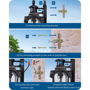 16.8 in. Black Motion Sensing Dusk to Dawn Outdoor Hardwired Wall Lantern Scone with No Bulbs Included, Set of 2 - Stu's Home Improvement Outlet