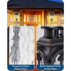 16.8 in. Black Motion Sensing Dusk to Dawn Outdoor Hardwired Wall Lantern Scone with No Bulbs Included, Set of 2 - Stu's Home Improvement Outlet