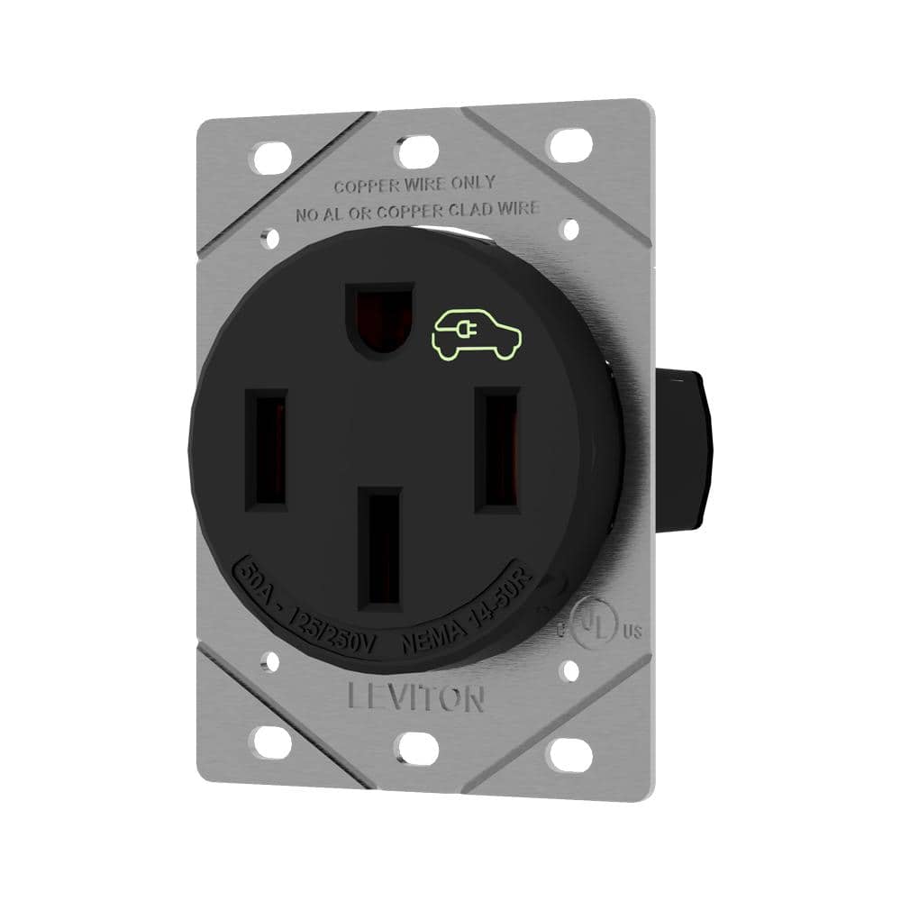 50 Amp 125 - Volt/250 - Volt EV Charging Single Receptacle/Outlet, Black Heavy - Duty, 1450R - B0 - Stu's Home Improvement Outlet